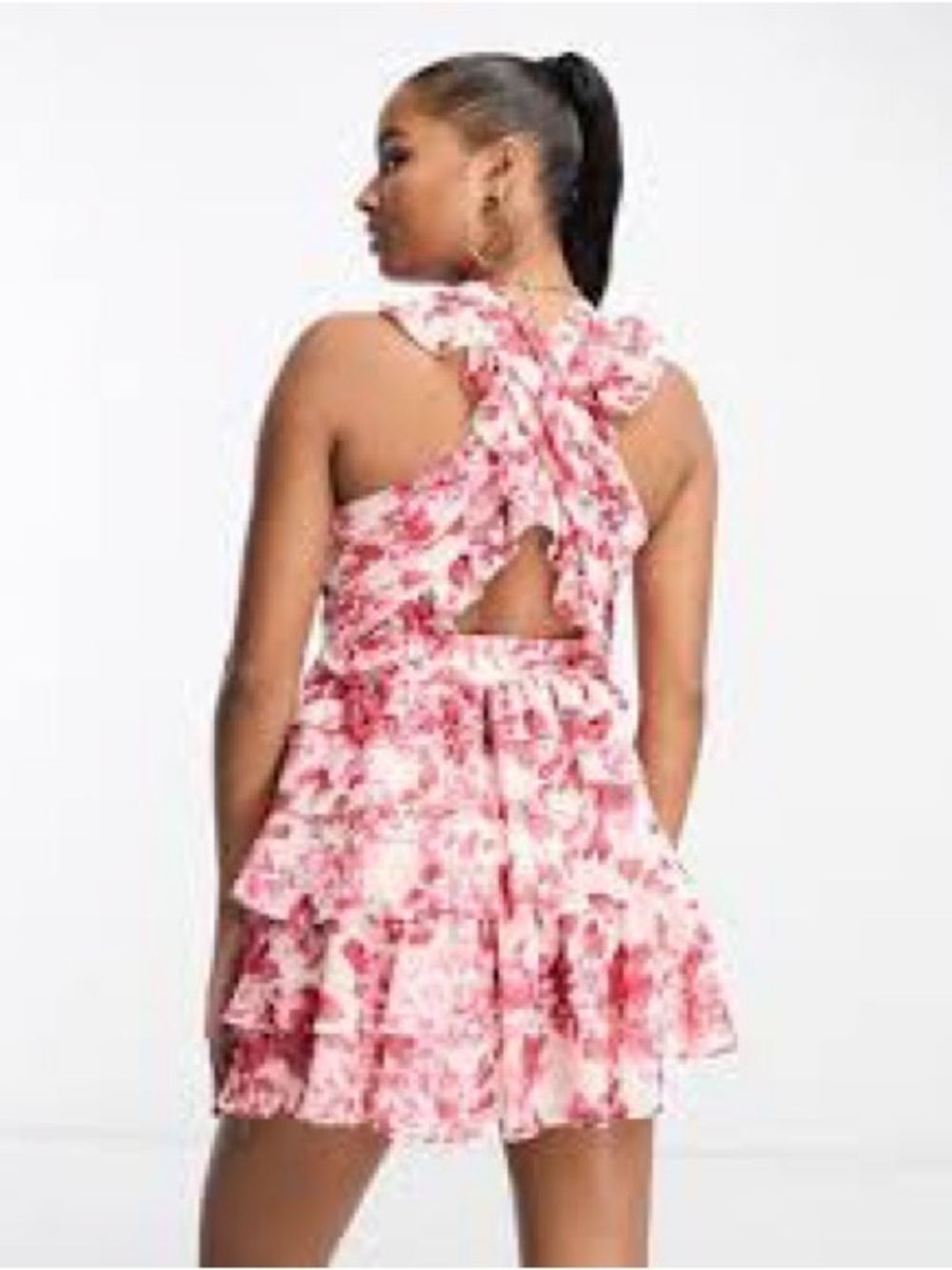 Ever New Pink Floral Ruffle Tie-Back Mini‎ Dress